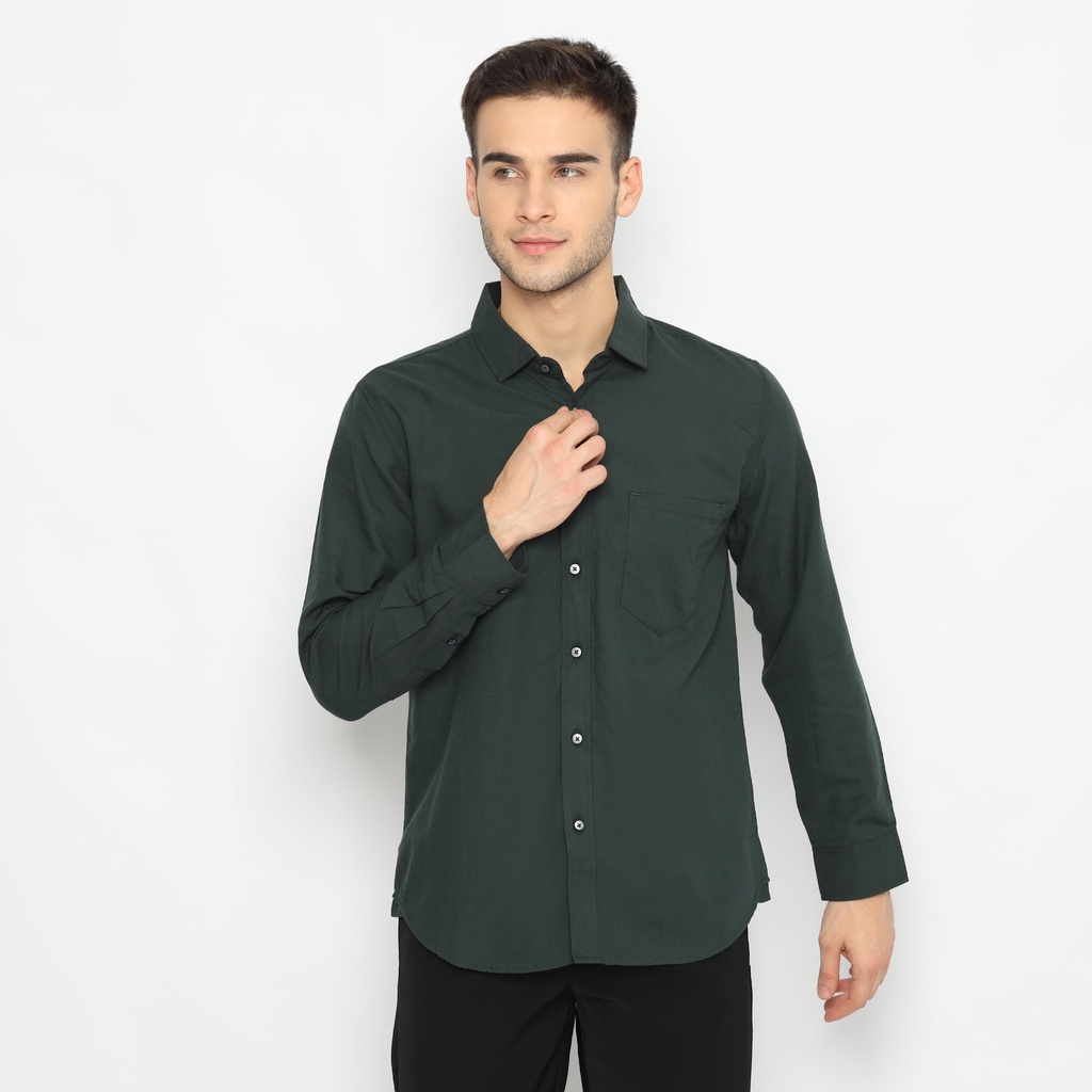 Code Male - Warner Kemeja Pria Panjang Green Basic Slimfit