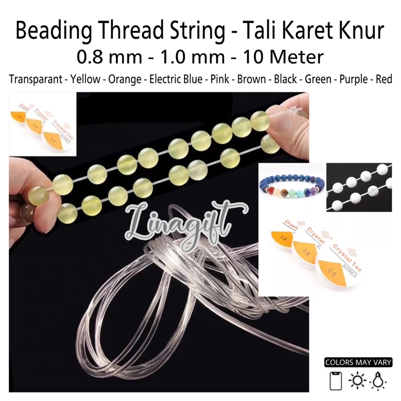 ( Rol 10 Meter ) ELASTIC CRYSTAL BAND - NYLON THREAD - TALI SENAR KARET ELASTIC KENUR BENING / ELASTIS KNUR WARNA 0.8MM - 1.0MM COCOK GELANG / KALUNG / AKSESORIS / DIY / KERAJINAN TANGAN