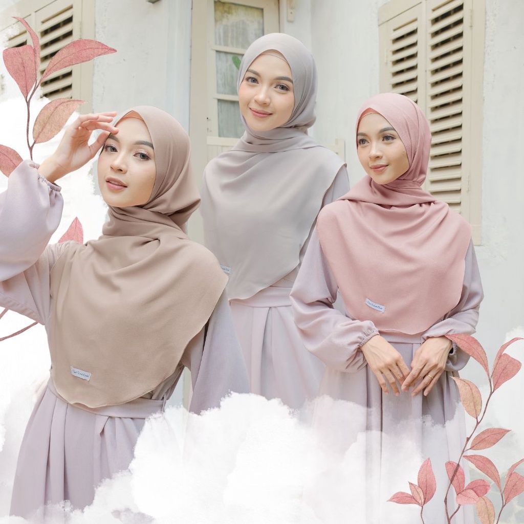 HIRA - Pashmina Fisha | Hijabwanitacantik Hijab Oval Malaysia Jilbab Polos Warna Hitam Pink Cream