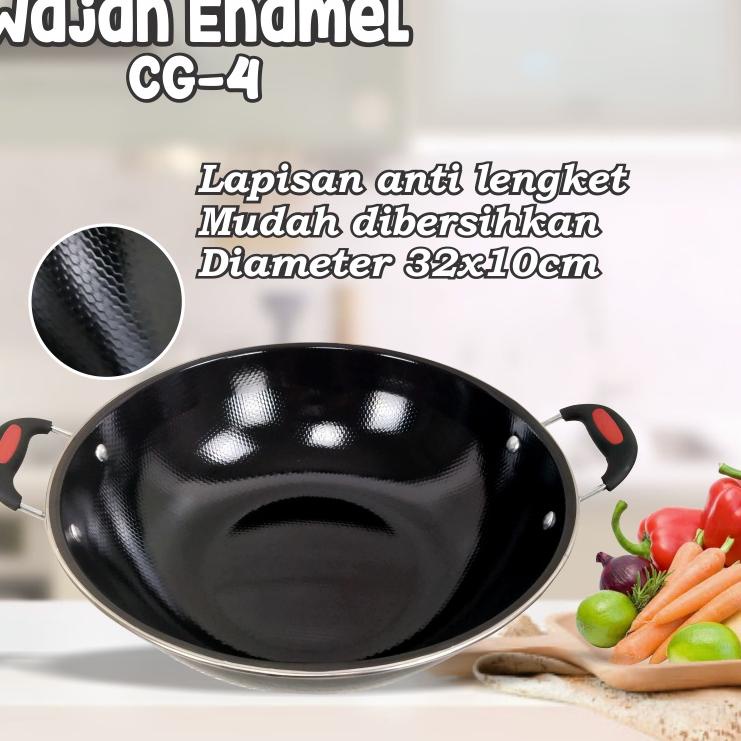 Penawaran Terpopuler Wajan Enamel Anti lengket Wajan Stainless 32Cm wajan warna Penggorengan serbaguna