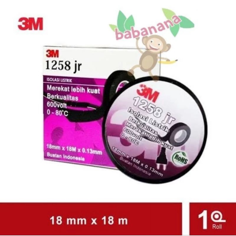 3M 1258JR isolasi listrik electrical tape lakban selotip 18M x 18mm