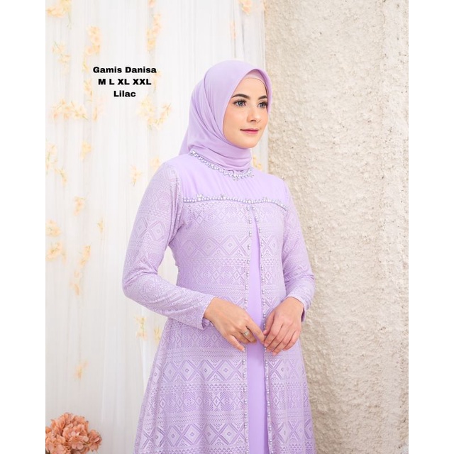 Permata Olshop / Gamis Kebaya Danisa NF / Kebaya Modern / Gamis Kondangan / Gamis Brukat / Gamis Pesta Mewah Payet / Gamis Kebaya