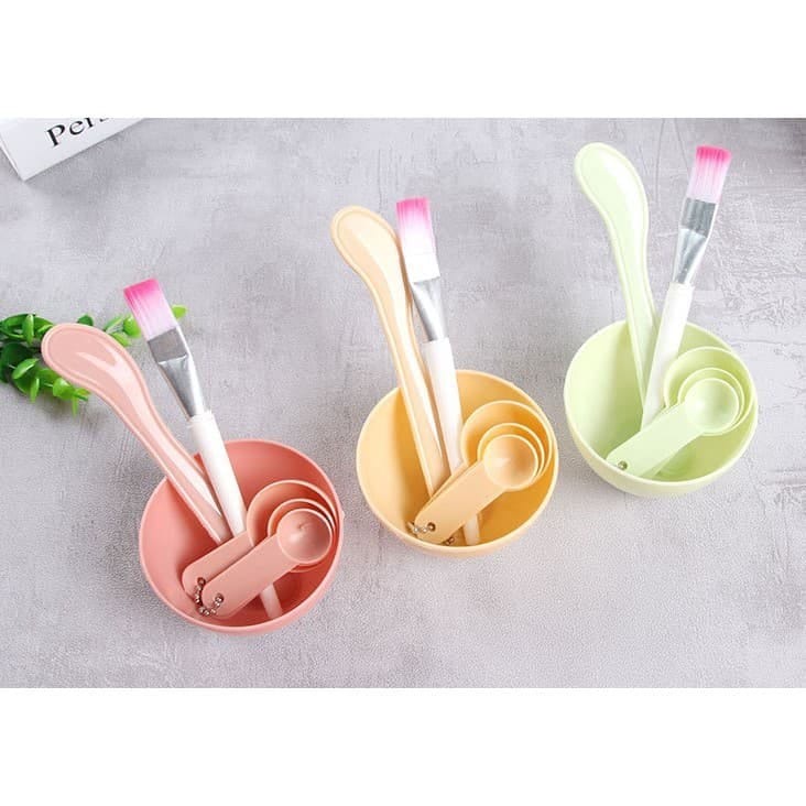 `ღ´ PHINKL `ღ´ Mangkok masker organik set (kuas spatula sendok takar mangkuk)