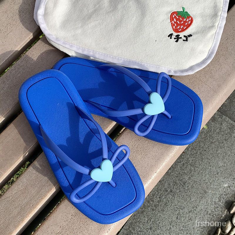 Gadis muda hati sandal jepit sepatu wanita sandal sandal ins anti-slip lucu tepi laut rumah sandal b