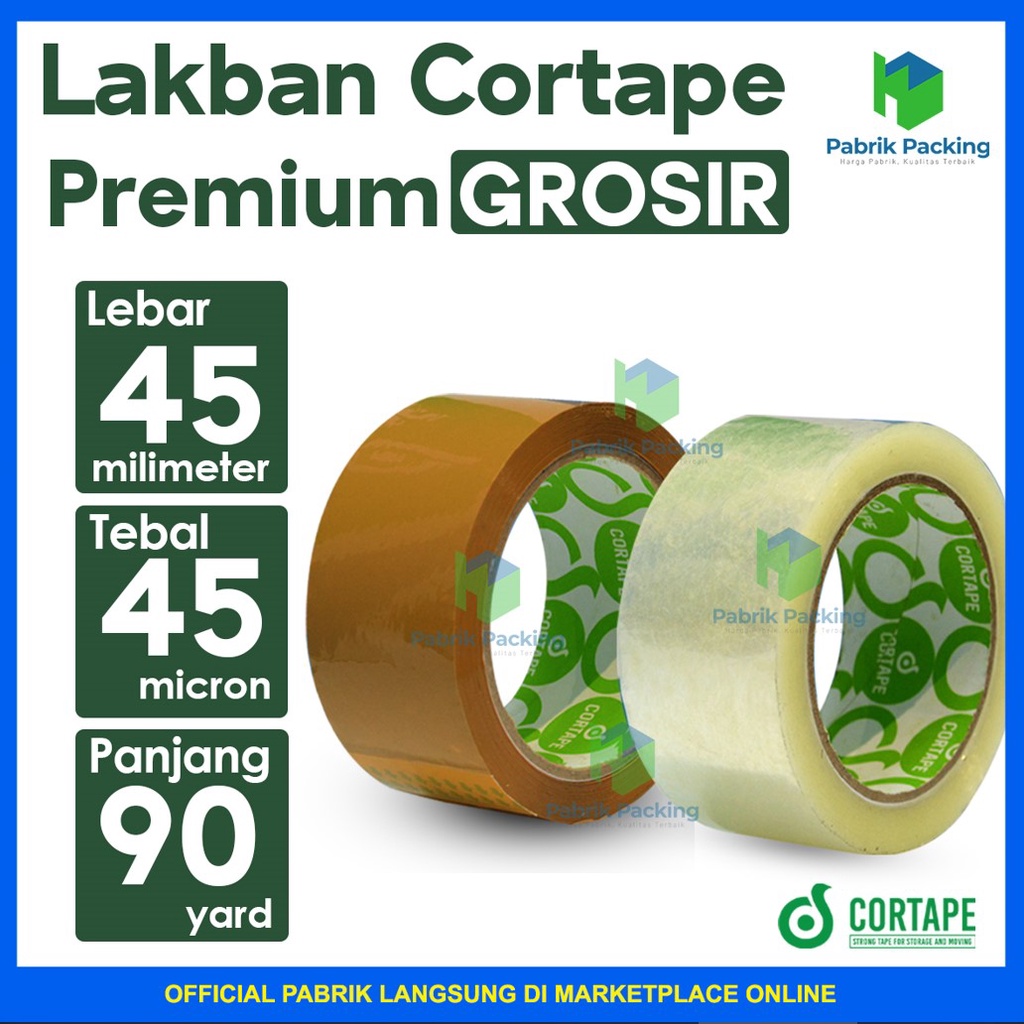 

Lakban / Isolasi Cortape Ukuran 45mm x 90yard Termurah Satuan