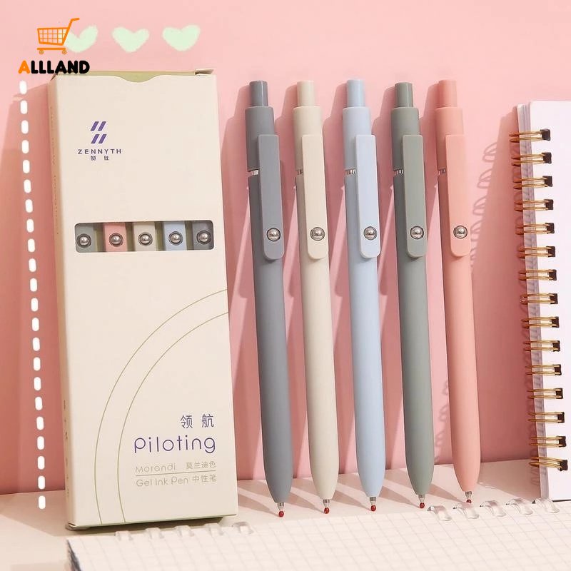 Simple Solid Colours Extra Fine Push-action Gel Pen/ Portable Refill Pena Ballpoint Dapat Diganti/ Kreatif Rolling Decompression Tulisan Pen Stationery