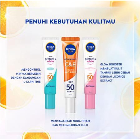 ^ KYRA ^ Nivea Sun Serum Sunscreen Wajah Aura Oil Control - SPF 50+ PA+++