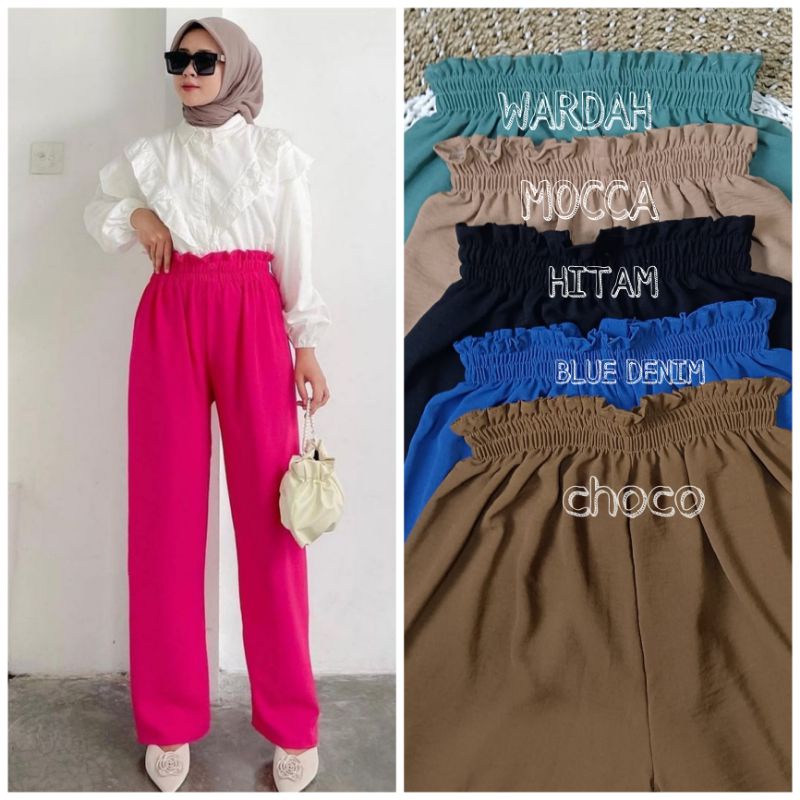 KULOT HIGHWAIST CRINCLE AIRFLOW KANCING DUA | CELANA KULOT CRINKLE AIRFLOW PREMIUM