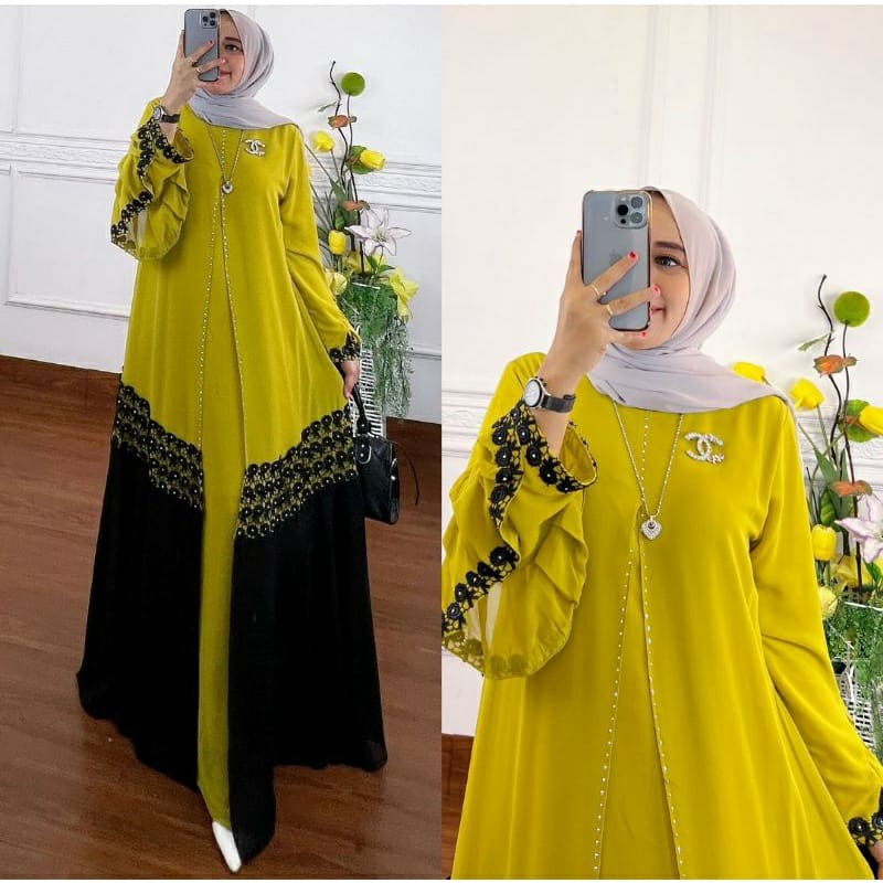 GAMIS STORE | Kasela Arabian Dress Maxy Gamis Muslim Lebaran Matt Ceruty Babydoll Apk Renda Premium