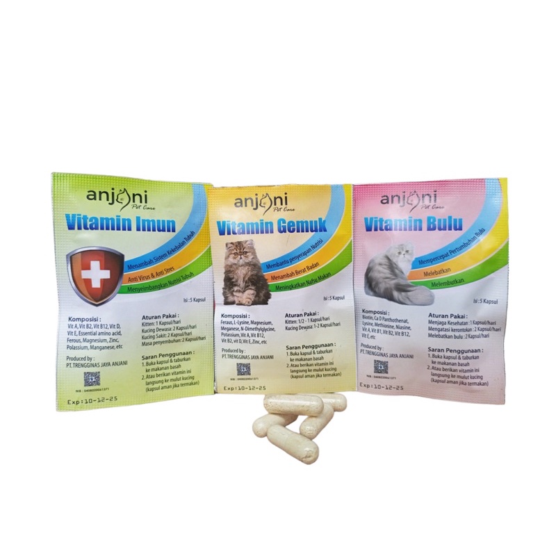 VITAMIN IMUN KUCING SEHAT IMUN BOOSTER KUCING Anjani p-Care isi 5 kapsul