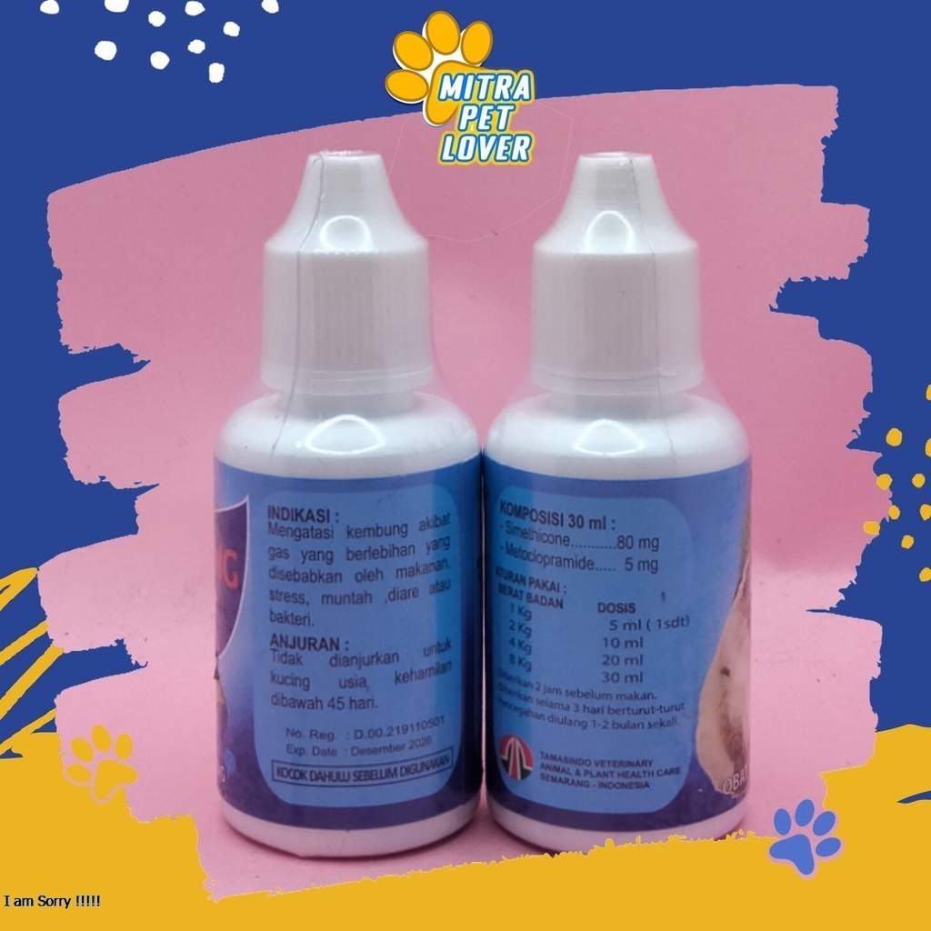 FORMULA MENGATAI KEMBUNG PADA KUCING - REBUNG CAT DROP 30ML - MENGOBATI GAS BERLEBIHAN DAN DIARE DALAM PERUT KITTEN - MURAH ASLI GARANSI KUALITAS ORIGINAL - PET ANIMAL HEALTHCARE &amp; VETERINARY TAMASINDO OBAT KESEHATAN &amp;  VITAMIN TERNAK HEWAN  MITRAPETLOVER