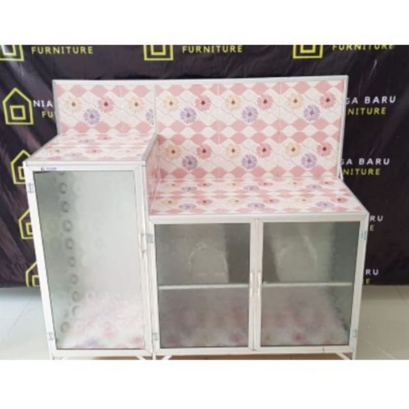 (KHUSUS BOGOR) RAK KOMPOR UNDAK 3 PINTU SAMPING DAN ALAS KERAMIK