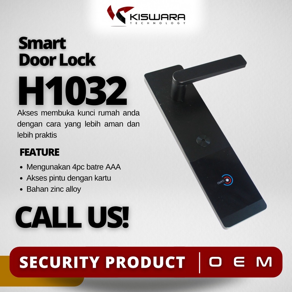 Smart Door Lock With Card H1032 RIGHT BLACK