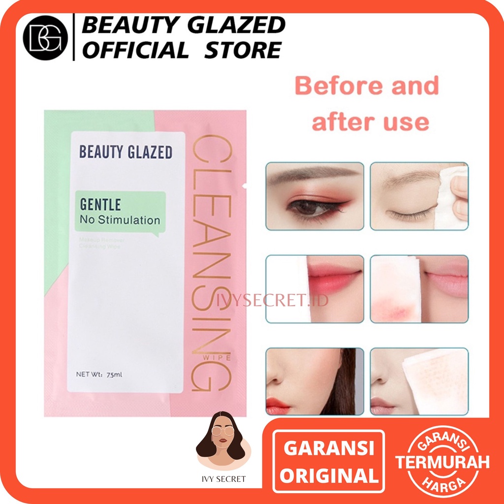 Beauty Glazed Cleansing Wipes Gentle No Stimulation Make Up Remover Pembersih Make Up Beauty Glazed