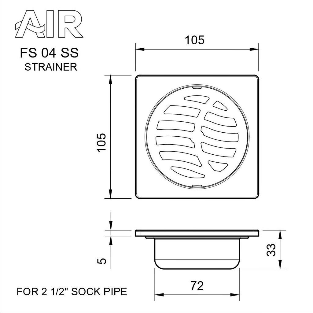 HCS - AIR Floor Strainer/Floor Drain/Pembuangan Air Lantai FS 04 SS