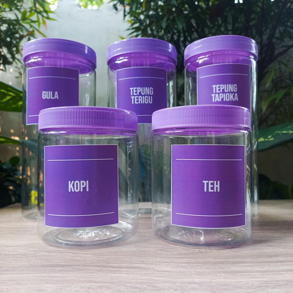 Toples Bumbu Dapur Ungu Lilac PP Minimalis Free Stiker Label Anti Air