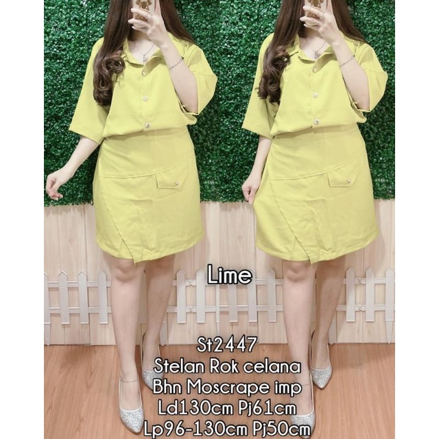 2447 setelan rok celana ukuran size jumbo LD130cm