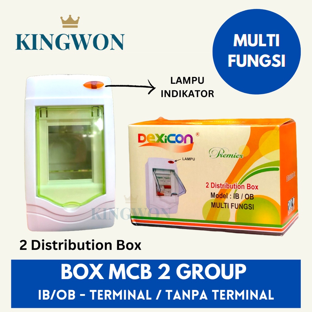 BOX MCB 2 GROUP INBOW OUTBOW DENGAN LAMPU LED INDIKATOR TERMINAL/TANPA TERMINAL