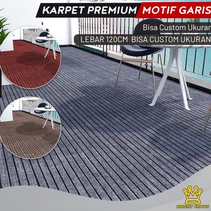 TERLARIS Bright Crown Karpet Lantai PVC Karet Premium Motif Garis Uk 50X120CM /GORDEN JENDELA/GORDEN