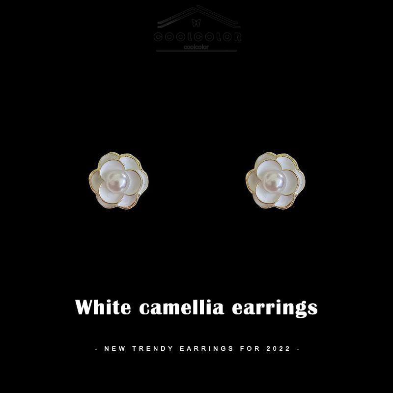 COD❤️Anting Camellia Mutiara Korea Fashion Sederhana Gaya Aksesori Wanita- cl