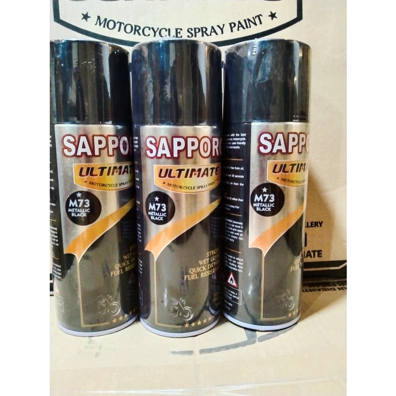 cat spray pilok pilox cat semprot sapporo ultimate saporo M73 metallic black hitam metalik metalic hitam glossy gliter 400ml