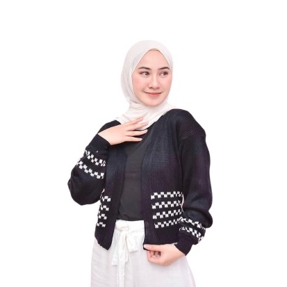 TokoMilkan - Cardigan Rajut Wanita Strip SHIRA CROP CARDY | Outer Cardy Rajut Wanita