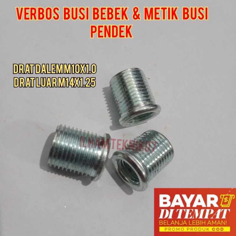 verbos busi bebek n metik busi drat pendek drat dalem M10x1 drat luar m14x1.25
