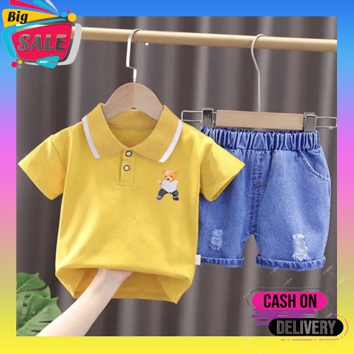 One Shoulder Set / Setelan Baju Anak 1-5 Tahun Impor New Baju Setelan Anak Sweater Laki Laki/Perempu