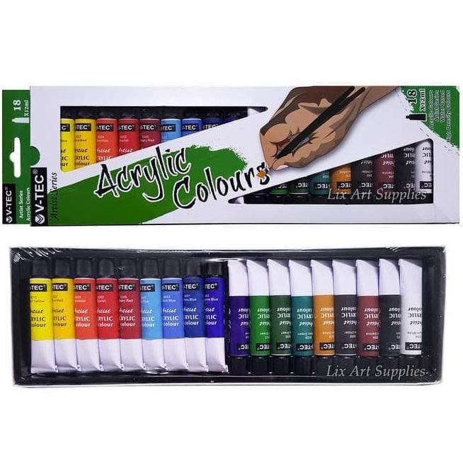

→ V tec acrylic paint cat akrilik set 18 12 warna color 6 12 ml ✈