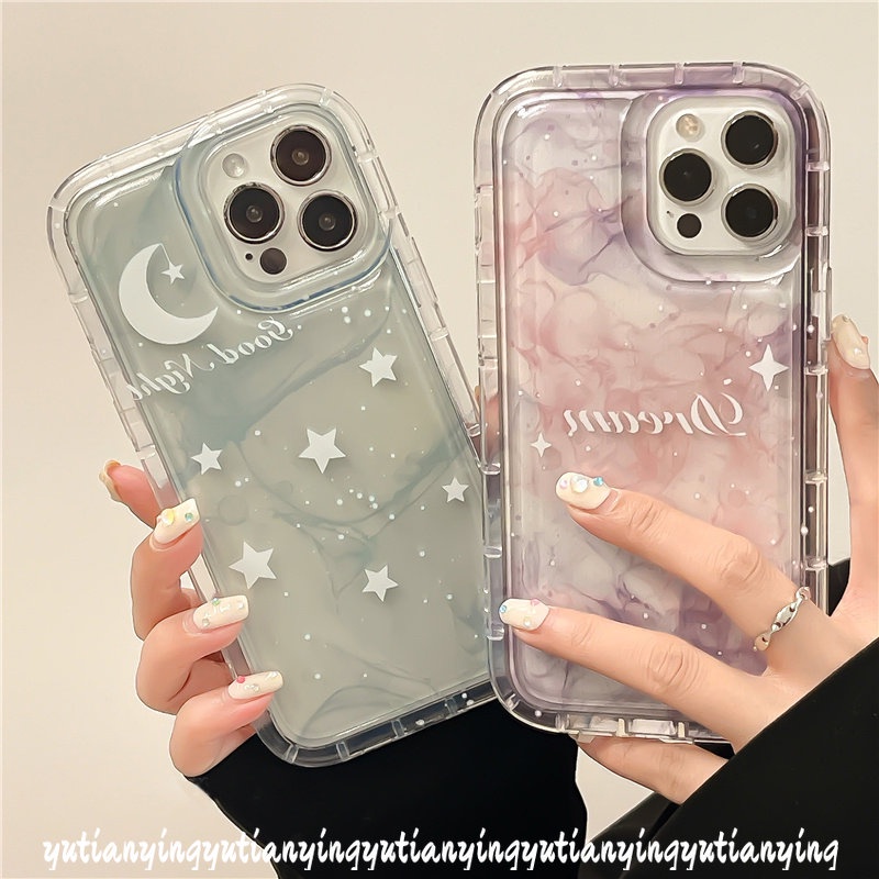 Case Compatible for iPhone 11 7 8 6 6S Plus 14 13 12 Pro Max XR X XS MAX Fantasy Ink Painting Starry Sky Star Moon Airbag Phone Soft TPU Clear Shockproof Back Cover