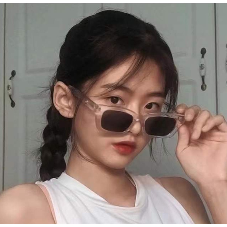 Kacamata Hitam Wanita/Pria Sunglasses Korean INS Fashion - Kacamata Hitam Korea Persegi Panjang Retro Vintage