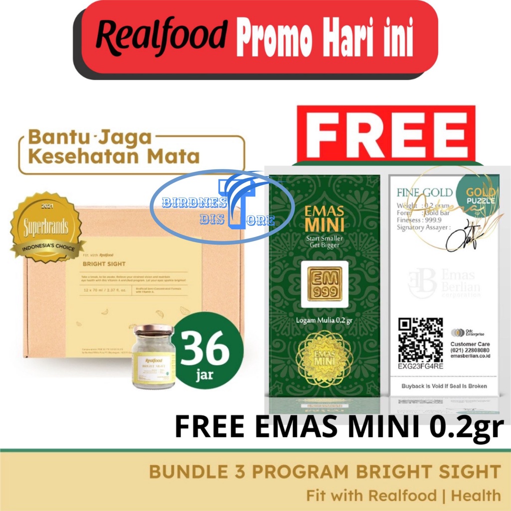 

Realfood Triple Bundle Bright Sight Free Sesuai Promo Katalog ( Minuman sarang walet )