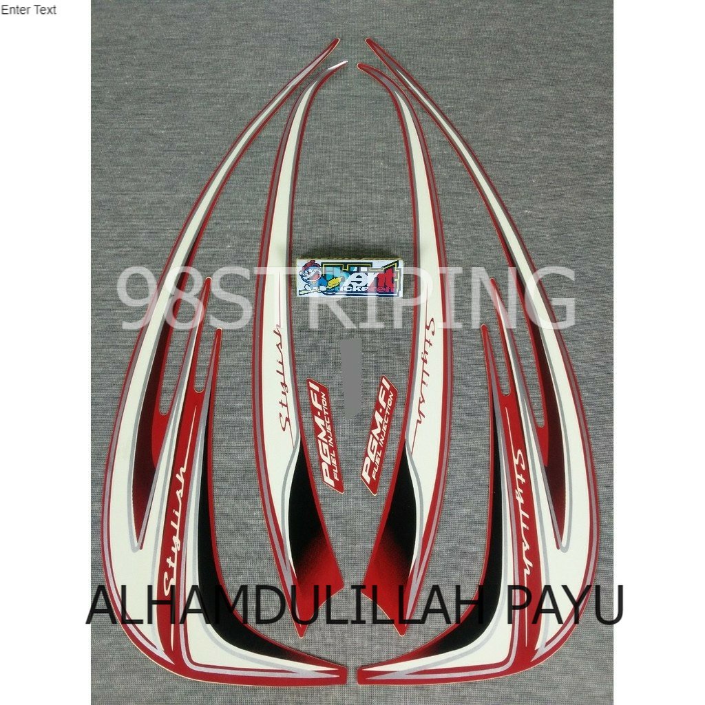 STIKER STRIPING LIS STANDAR ORI HONDA SCOOPY F1 FI STYLISH MERAH HITAM TAHUN 2014 POLET