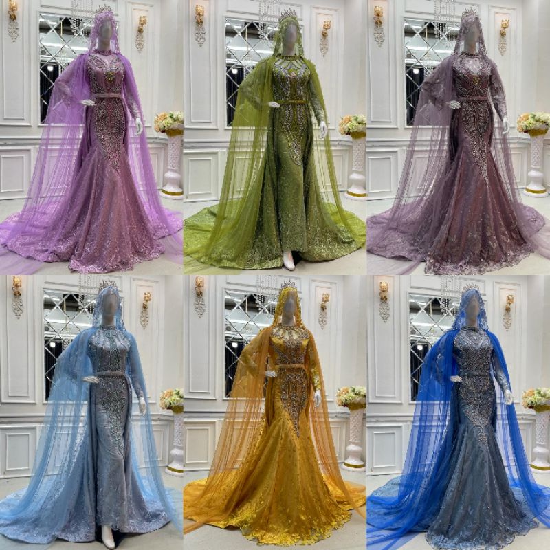 Gaun pengantin Slim duyung mutiara || gaun pengantin duyung ekor