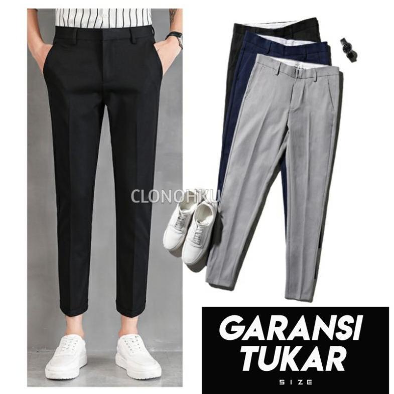 [KODE 6753] Celana Ankle Pants Pria - Celana kerja kantor - celana formal  - Celana Bahan Pria Dewas