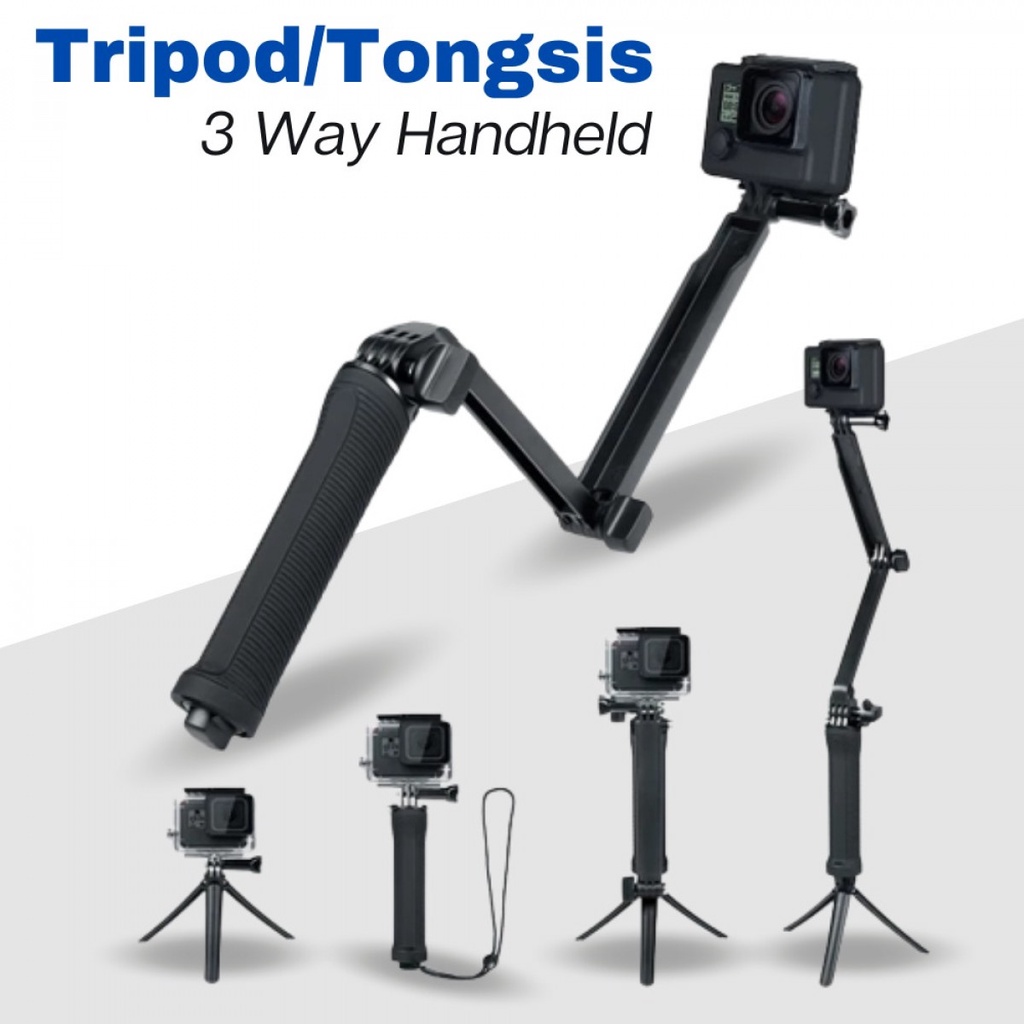 Tongsis Tripot portable Fleksible 3 Way TaffSTUDIO Action Camera