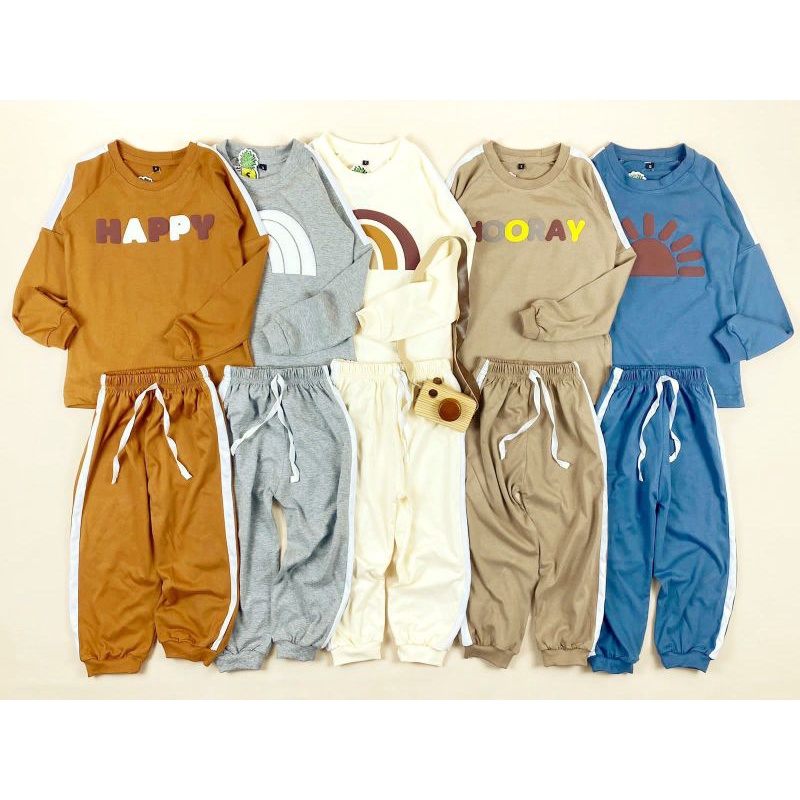 SETELAN SWEATER PANJANG ANAK ( 1-10 TAHUN) - PAJAMAS BASIC LONGSLEEVES BOHO SERIES by Pineapple Kids