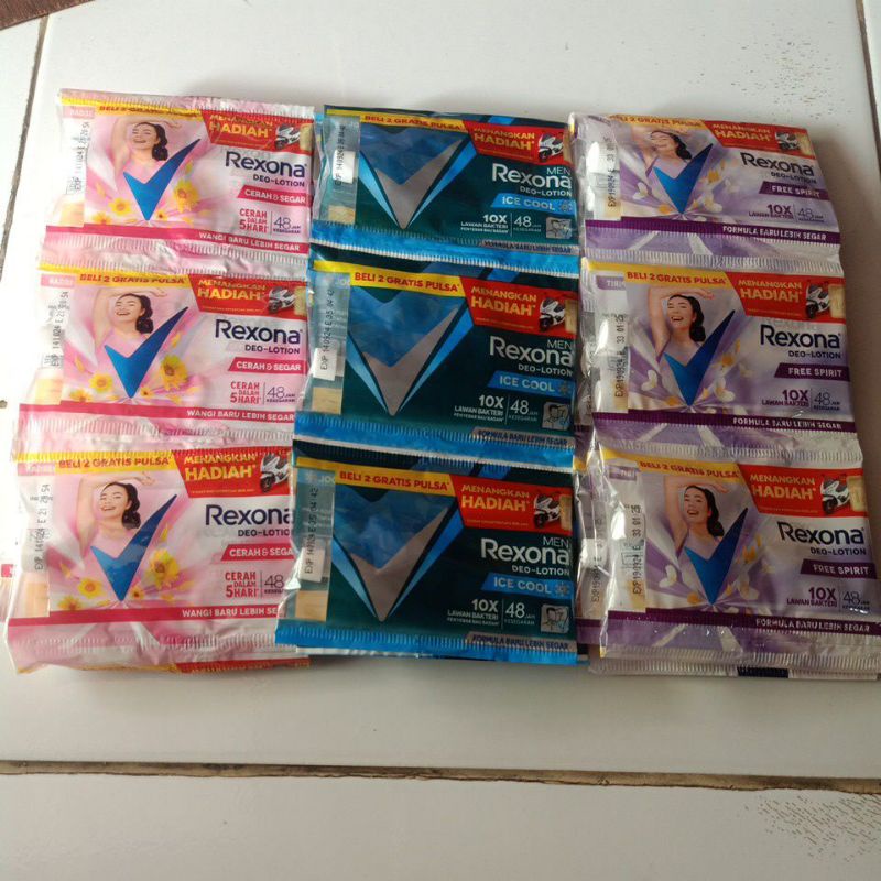 Rexona renteng 3 variant isi 12 sachet