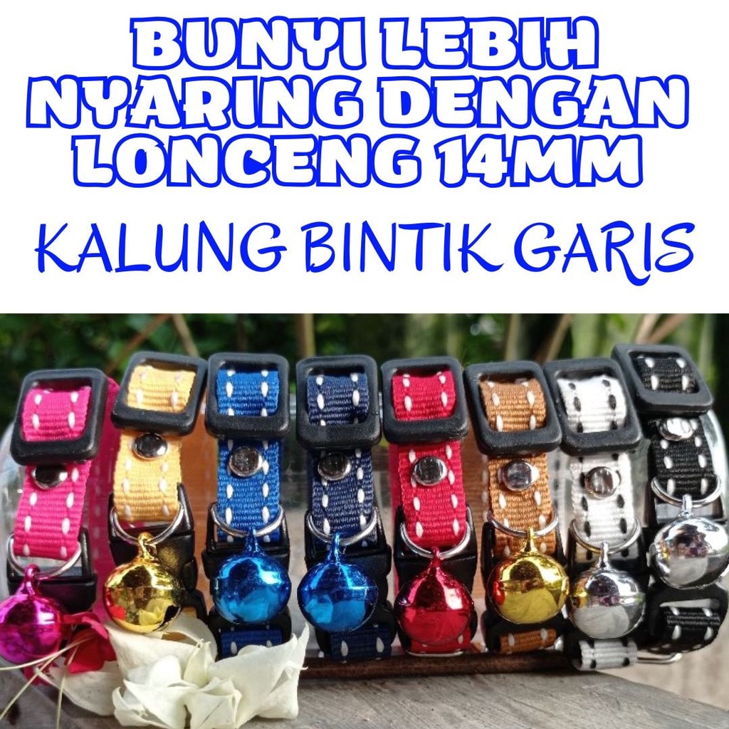 KALUNG KUCING MOTIF BINTIK PAKAI LONCENG 14MM FEZONE