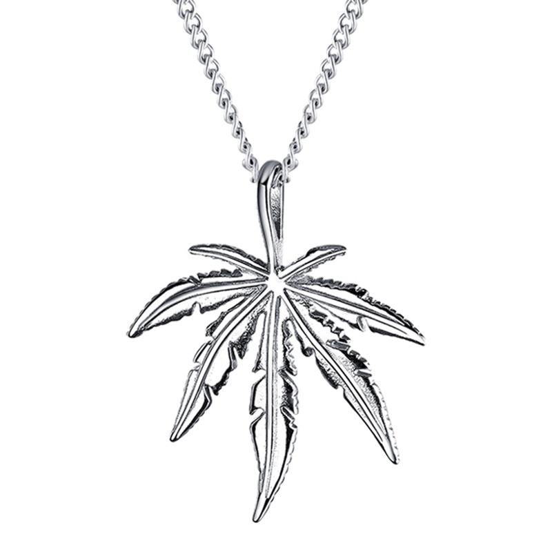 Fashion Pria Berlapis Emas Punk Hip Hop Besar Daun Maple Berlian Liontin Kalung Pria Perhiasan Rantai Perak