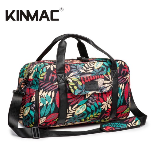 KINMAC Black Leaf Gym Bag Tas Multifungsi Fitnes Olahraga Sport Travel Bag