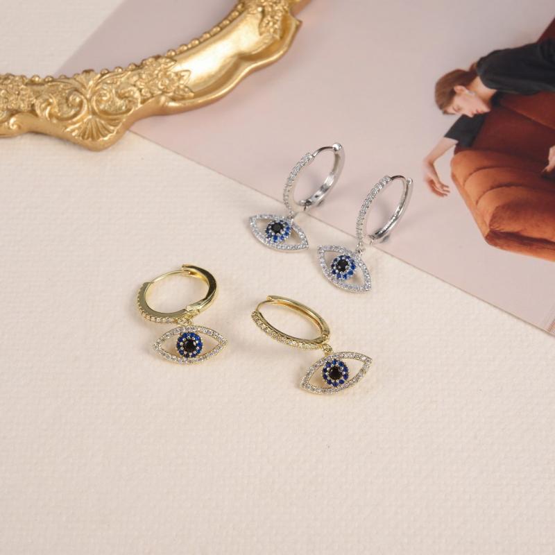 Elegan Mode Biru Mata Tetes Anting Wanita Mata Setan Anting Kubik Zirkonia Liontin Anting Prom Pesta Perhiasan Hadiah