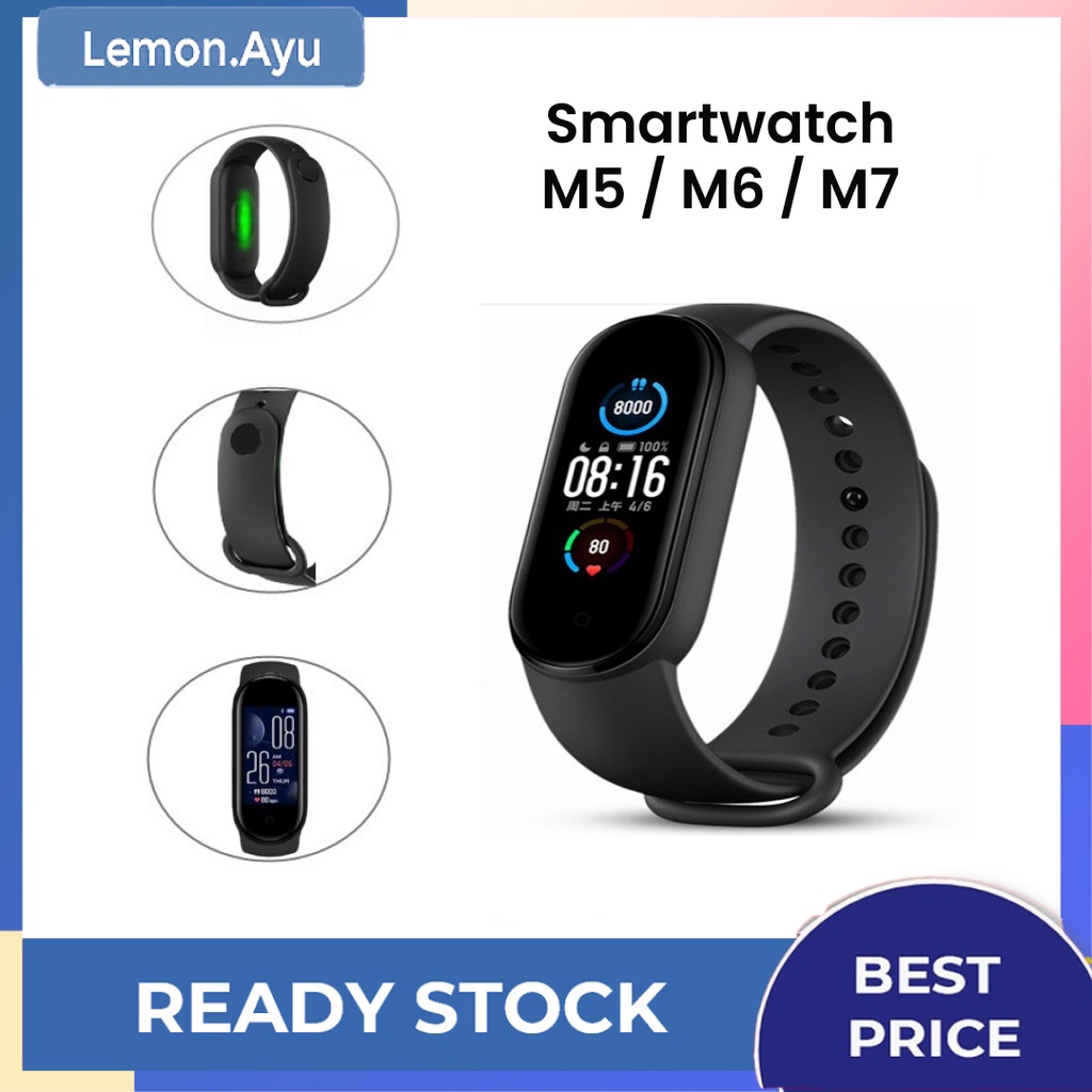 Smartwatch Jam Tangan Smart Band M7 M5 M6 5 Heart Rate Blood Pressure Fitness Tracker