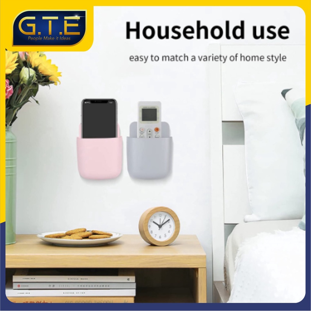 GTE | Wall Mounted Plastic Storage Boxes Rak Tempel Dinding Rak Handphone Penyimpanan Remote ATK Organizer Holder