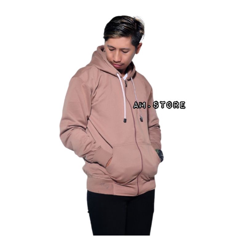 AMSTORE- Jaket Hoodie Zipper Hitam polos,pria wanita/Unisex.