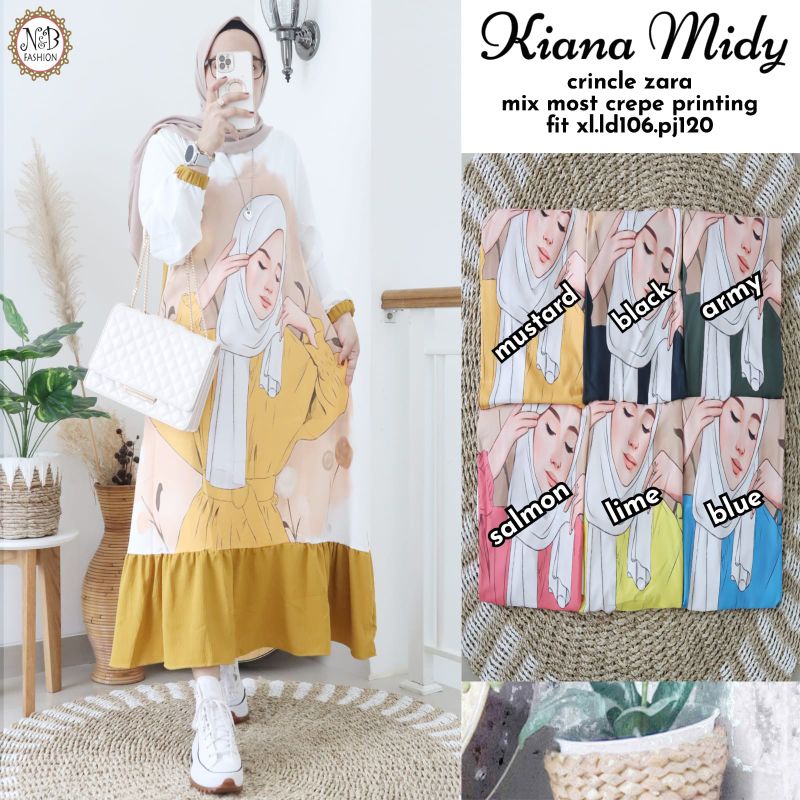 Kiana Midy Dress bahan Crinkle Zara