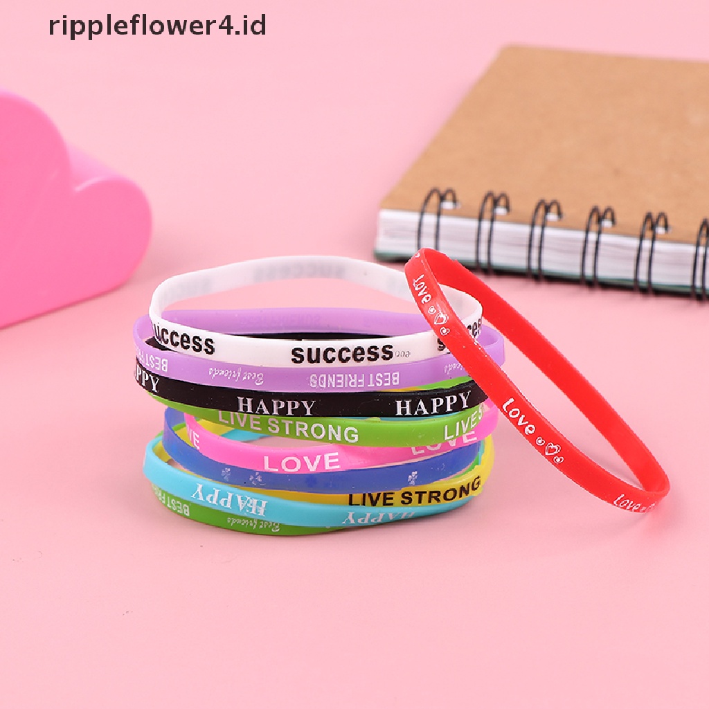 {rippleflower4.id} 10pcs/lot Curah Grosir Fashion Multicolor Gelang Silikon Untuk Wanita Karet~
