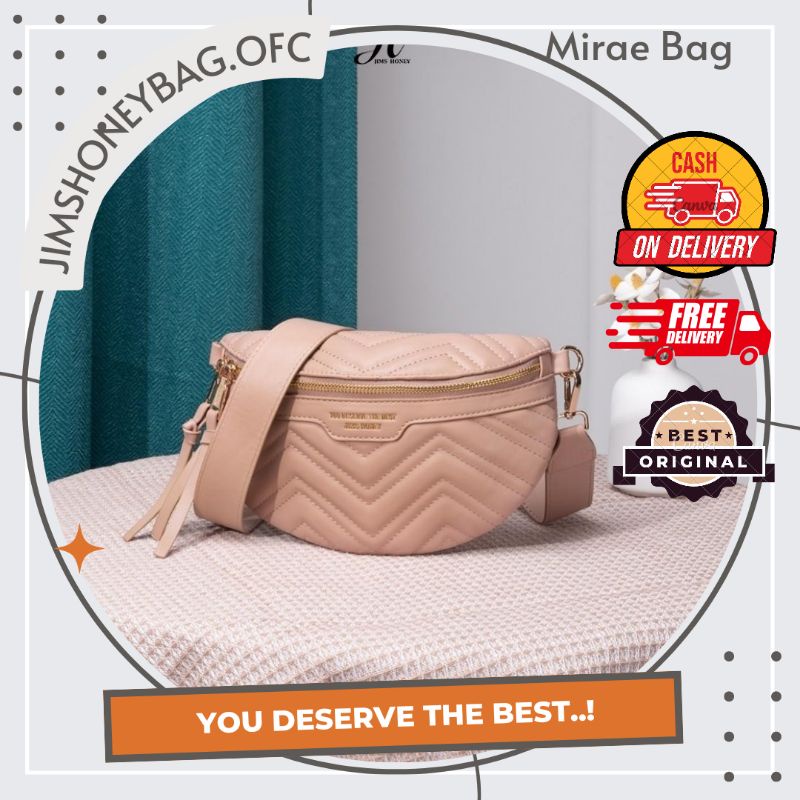 TAS SELEMPANG DADA PINGGANG WAIST BAG WANITA KOREAN STYLE RANTAI WATERPROOF MIRAE BAG JIMS HONEY
