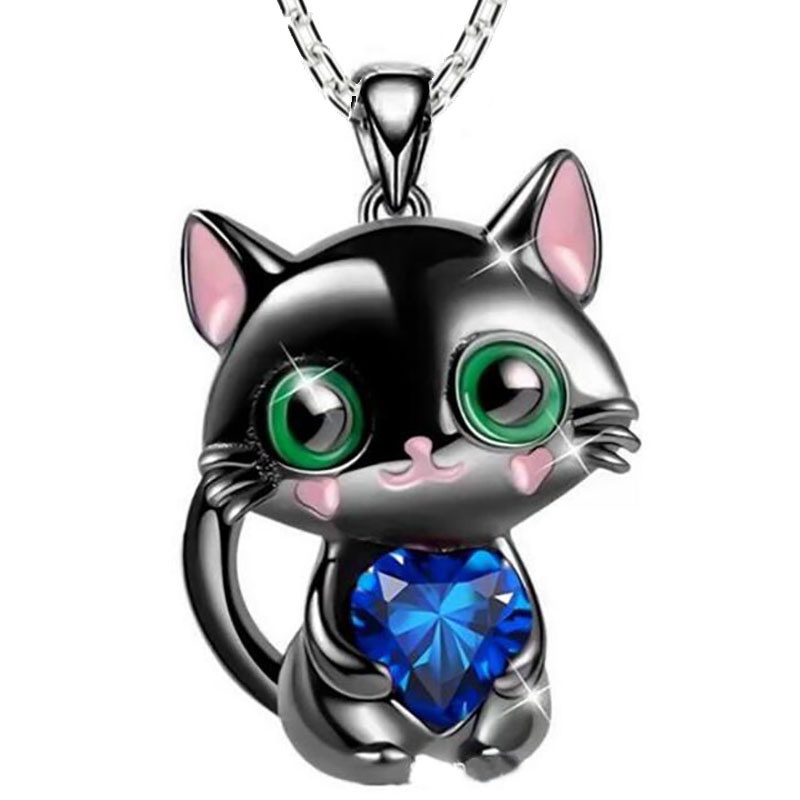 Fashion Cinta Kristal Kucing Liontin Kalung Cinta Alami Kristal Kucing Hewan Perhiasan Untuk Wanita Hadiah Hari Kasih Sayang Fashion Korea