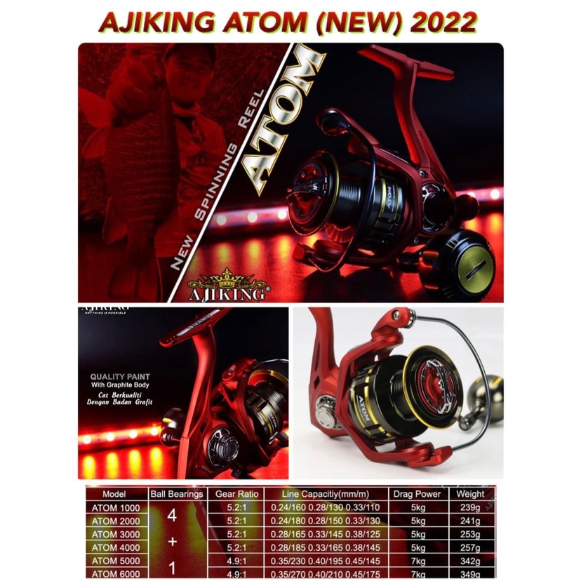 Reel SPINNING AJIKING ATOM 2022 (POWER HANDLE)